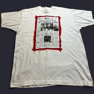 Vintage Bill Clinton wins presidential‎ campaign single stitch T-shirt size XL